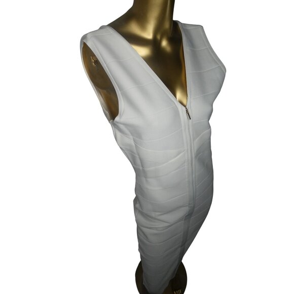 Bebe Bandage Midi Dress In White Size Large